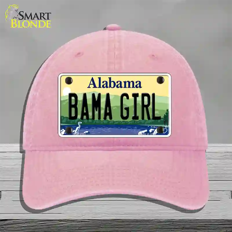 Bama Girl Alabama Novelty License Plate Hat Unconstructed Cotton / Pink