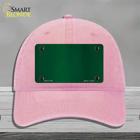 Green Metallic Solid Novelty License Plate Hat Unconstructed Cotton / Pink