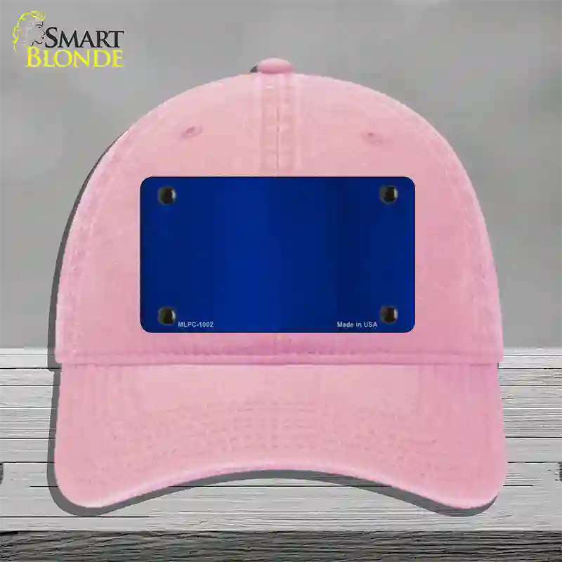 Blue Metallic Solid Novelty License Plate Hat Unconstructed Cotton / Pink