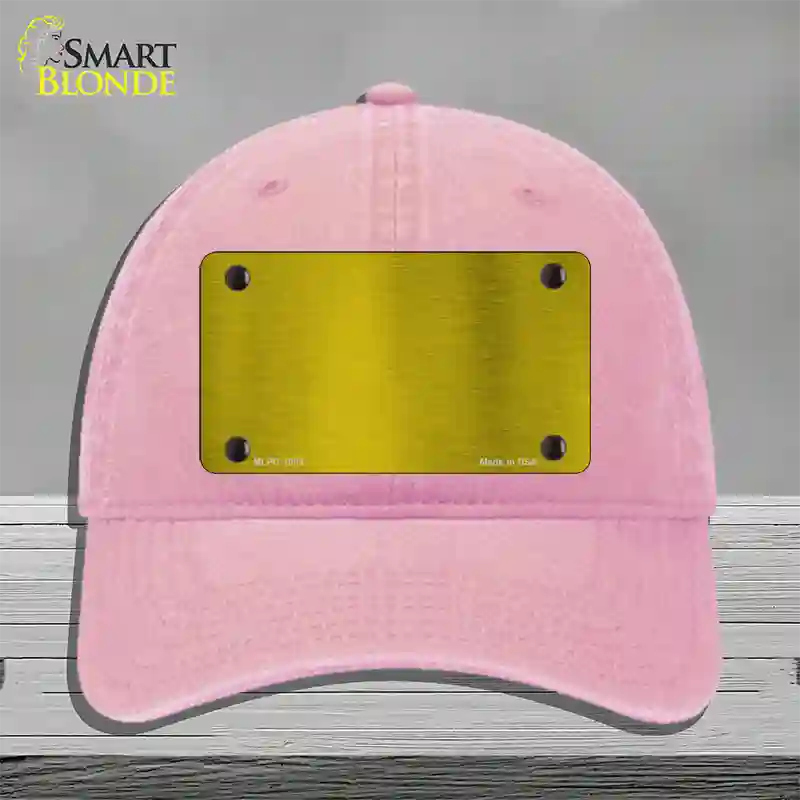 Yellow Metallic Solid Novelty License Plate Hat Unconstructed Cotton / Pink