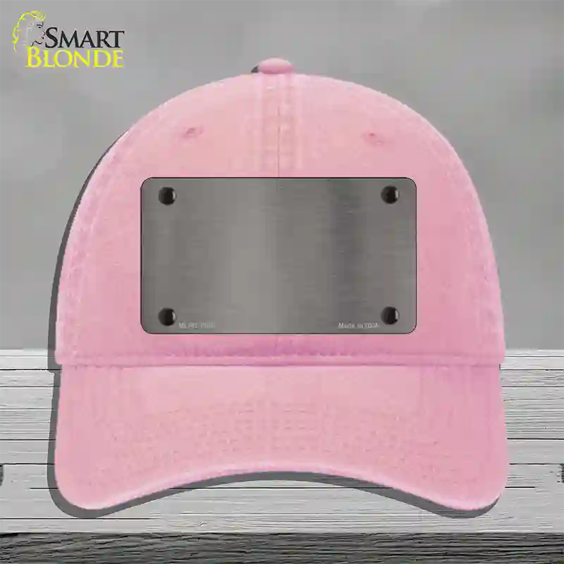 Grey Metallic Solid Novelty License Plate Hat Unconstructed Cotton / Pink