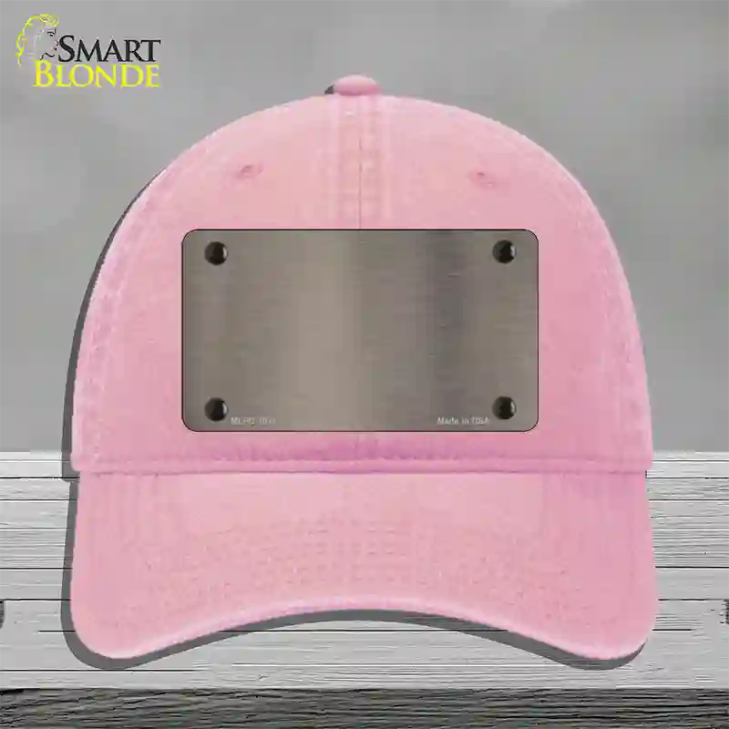 Tan Metallic Solid Novelty License Plate Hat Unconstructed Cotton / Pink