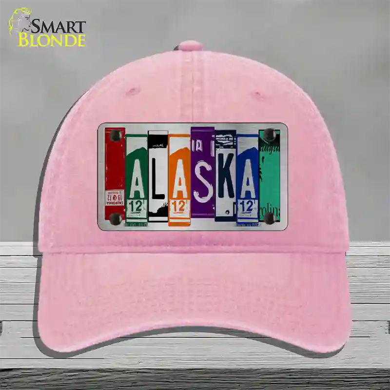 Alaska License Plate Art Novelty License Plate Hat Unconstructed Cotton / Pink