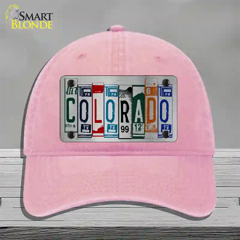 Colorado License Plate Art Novelty License Plate Hat Unconstructed Cotton / Pink