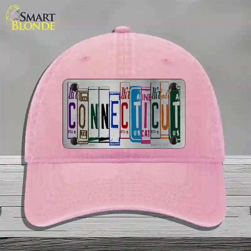 Connecticut License Plate Art Novelty License Plate Hat Unconstructed Cotton / Pink