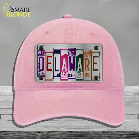 Delaware License Plate Art Novelty License Plate Hat Unconstructed Cotton / Pink