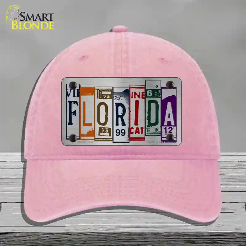 Florida License Plate Art Novelty License Plate Hat Unconstructed Cotton / Pink