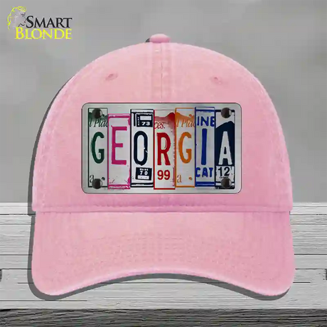 Georgia License Plate Art Novelty License Plate Hat Unconstructed Cotton / Pink