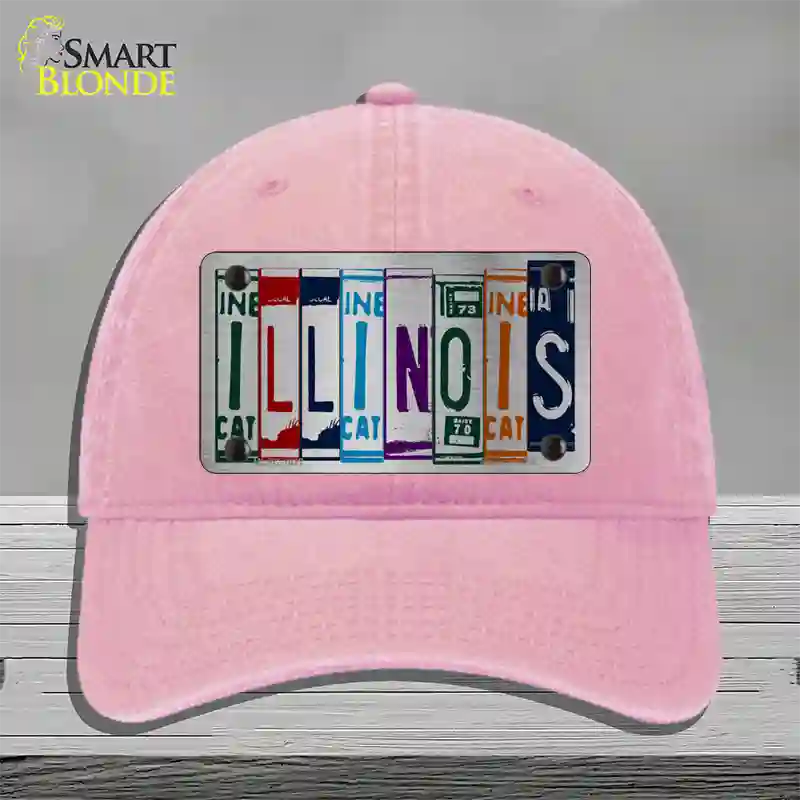 Illinois License Plate Art Novelty License Plate Hat Unconstructed Cotton / Pink