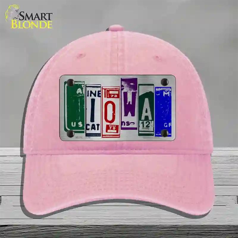 Iowa License Plate Art Novelty License Plate Hat Unconstructed Cotton / Pink