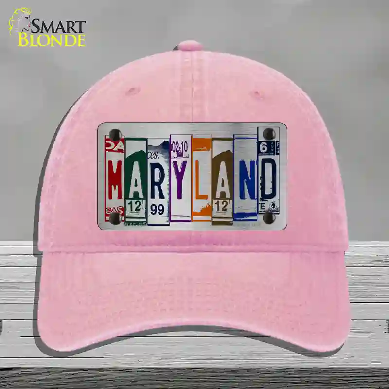 Maryland License Plate Art Novelty License Plate Hat Unconstructed Cotton / Pink