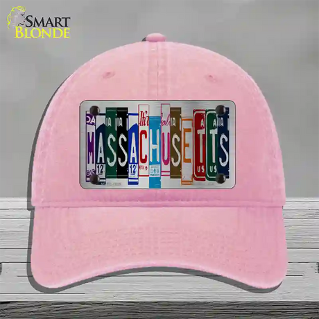 Massachusetts License Plate Art Novelty License Plate Hat Unconstructed Cotton / Pink