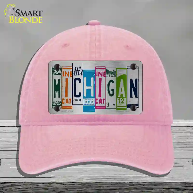 Michigan License Plate Art Novelty License Plate Hat Unconstructed Cotton / Pink