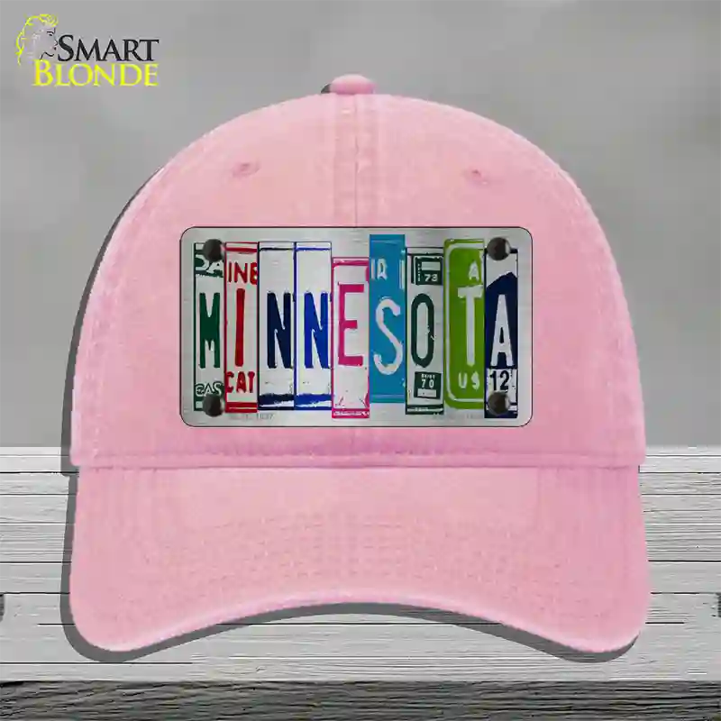 Minnesota License Plate Art Novelty License Plate Hat Unconstructed Cotton / Pink