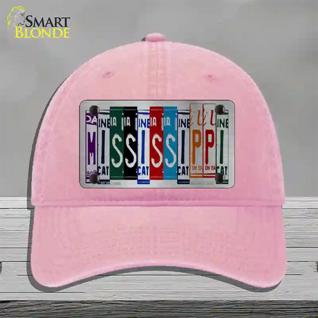 Mississippi License Plate Art Novelty License Plate Hat Unconstructed Cotton / Pink