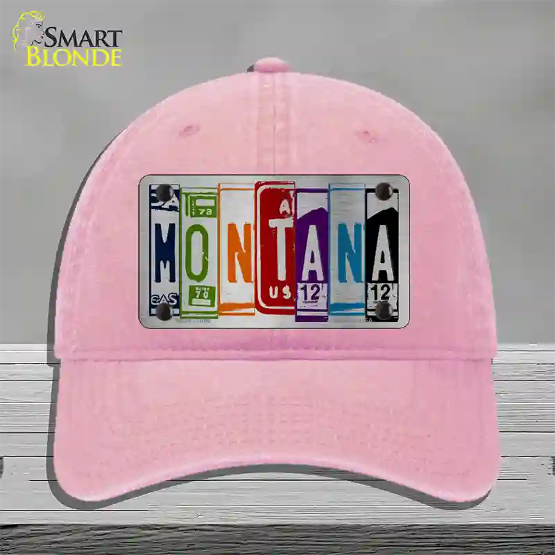 Montana License Plate Art Novelty License Plate Hat Unconstructed Cotton / Pink