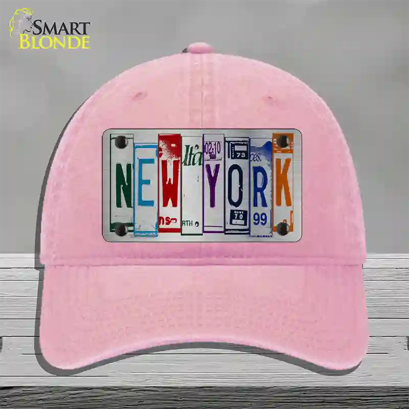 New York License Plate Art Novelty License Plate Hat Unconstructed Cotton / Pink