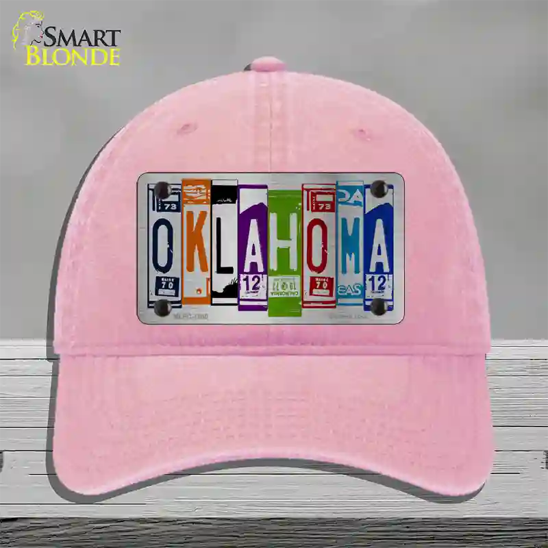 Oklahoma License Plate Art Novelty License Plate Hat Unconstructed Cotton / Pink