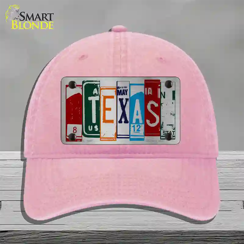 Texas License Plate Art Novelty License Plate Hat Unconstructed Cotton / Pink