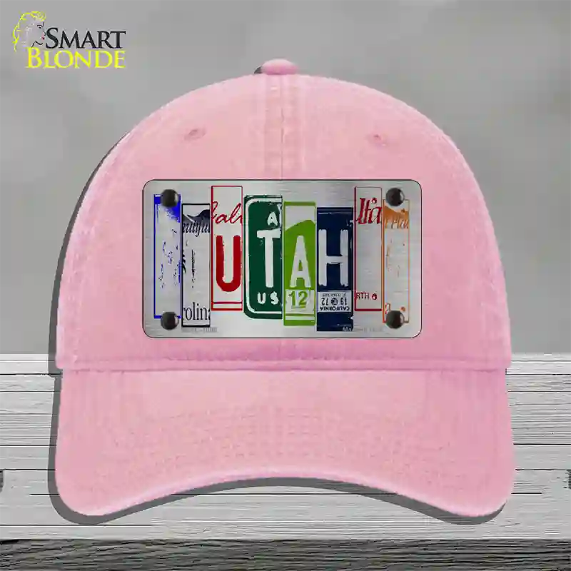 Utah License Plate Art Novelty License Plate Hat Unconstructed Cotton / Pink