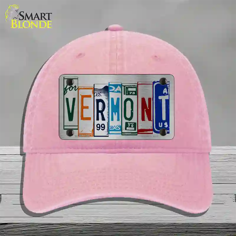 Vermont License Plate Art Novelty License Plate Hat Unconstructed Cotton / Pink