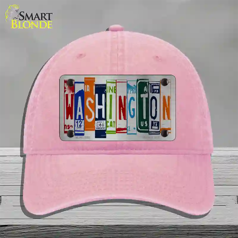 Washington License Plate Art Novelty License Plate Hat Unconstructed Cotton / Pink