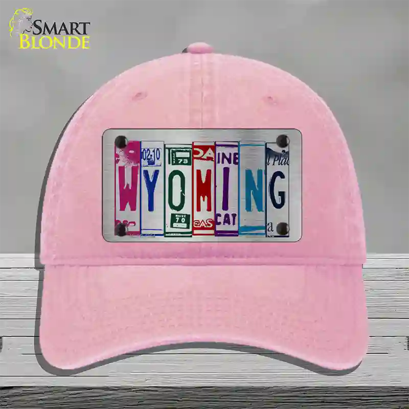 Wyoming License Plate Art Novelty License Plate Hat Unconstructed Cotton / Pink