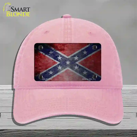 Confederate Flag Scratched Chrome Novelty License Plate Hat Unconstructed Cotton / Pink