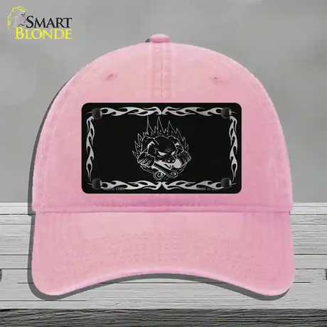 Pig In Flames Black Brushed Chrome Novelty License Plate Hat Unconstructed Cotton / Pink