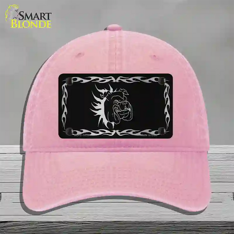 Dog In Flames Black Brushed Chrome Novelty License Plate Hat Unconstructed Cotton / Pink