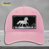 Horse Black Brushed Chrome Novelty License Plate Hat Unconstructed Cotton / Pink