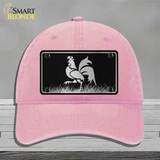 Rooster Black Brushed Chrome Novelty License Plate Hat Unconstructed Cotton / Pink