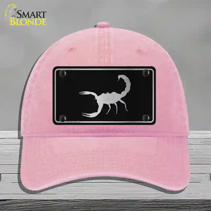 Scorpion Black Brushed Chrome Novelty License Plate Hat Unconstructed Cotton / Pink