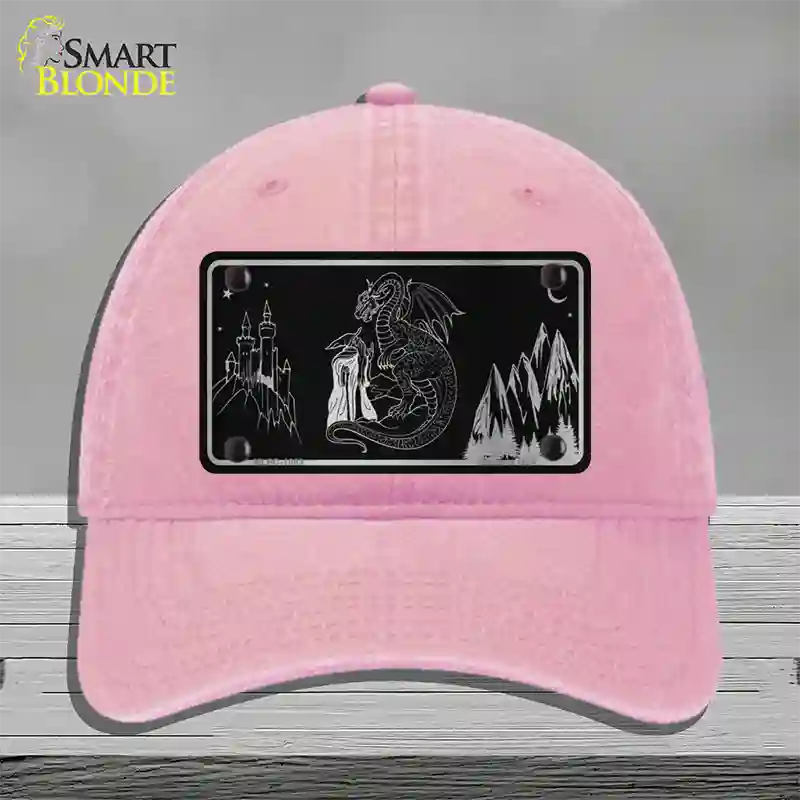 Wizards And Dragons Black Brushed Chrome Novelty License Plate Hat Unconstructed Cotton / Pink