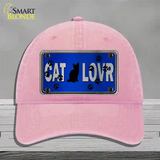 Cat Lover Blue Brushed Chrome Novelty License Plate Hat Tag Unconstructed Cotton / Pink