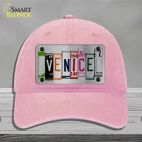 Venice License Plate Art Brushed Chrome Novelty License Plate Hat Tag Unconstructed Cotton / Pink