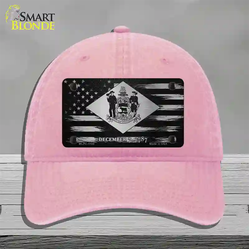 Delaware Carbon Fiber Novelty License Plate Hat Unconstructed Cotton / Pink