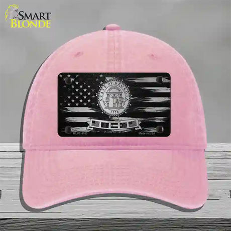 Georgia Carbon Fiber Novelty License Plate Hat Unconstructed Cotton / Pink