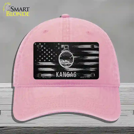 Kansas Carbon Fiber Novelty License Plate Hat Unconstructed Cotton / Pink