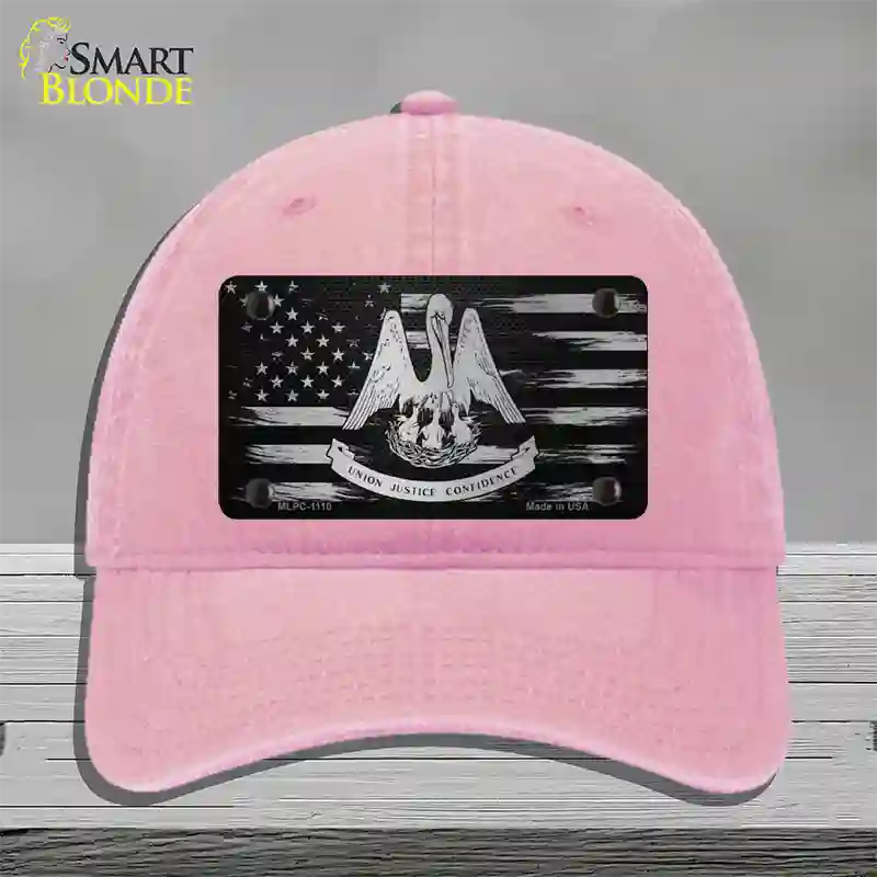 Louisiana Carbon Fiber Novelty License Plate Hat Unconstructed Cotton / Pink