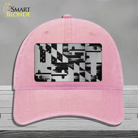 Maryland Carbon Fiber Novelty License Plate Hat Unconstructed Cotton / Pink