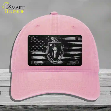 Massachusetts Carbon Fiber Novelty License Plate Hat Unconstructed Cotton / Pink