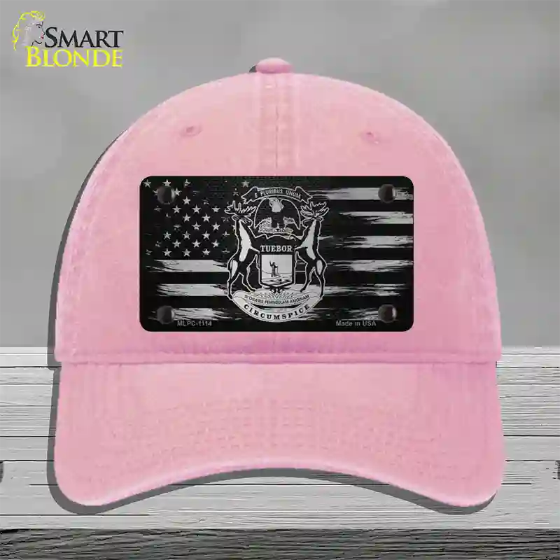 Michigan Carbon Fiber Novelty License Plate Hat Unconstructed Cotton / Pink