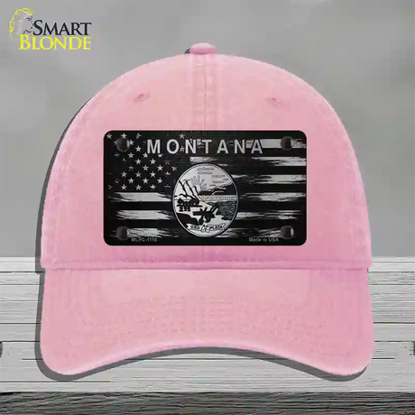 Montana Carbon Fiber Novelty License Plate Hat Unconstructed Cotton / Pink