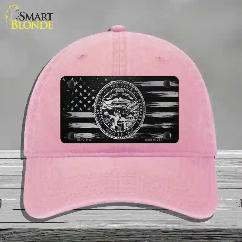 Nebraska Carbon Fiber Novelty License Plate Hat Unconstructed Cotton / Pink