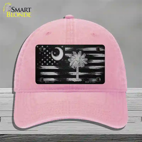 South Carolina Carbon Fiber Novelty License Plate Hat Unconstructed Cotton / Pink