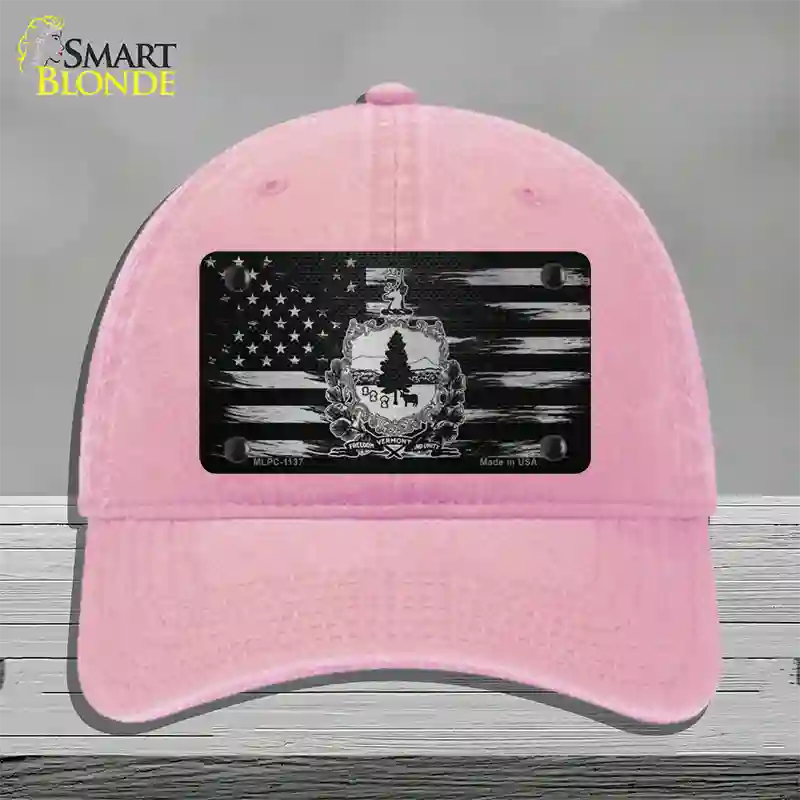 Vermont Carbon Fiber Novelty License Plate Hat Unconstructed Cotton / Pink