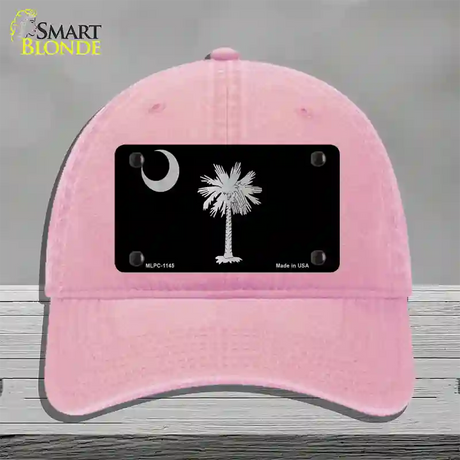 Palmetto Flag Brushed Chrome Novelty License Plate Hat Unconstructed Cotton / Pink