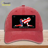 American Style Sexy Flag Pose Novelty License Plate Hat Unconstructed Cotton / Red