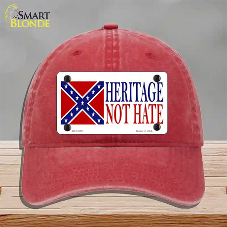 Heritage Not Hate Flag Novelty License Plate Hat Unconstructed Cotton / Red